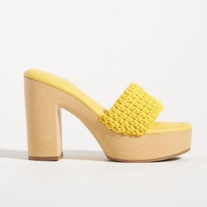 NIB Anthropologie Franco Sarto Woven Platform Wendy Clogs Yellow Retro Sandal 9